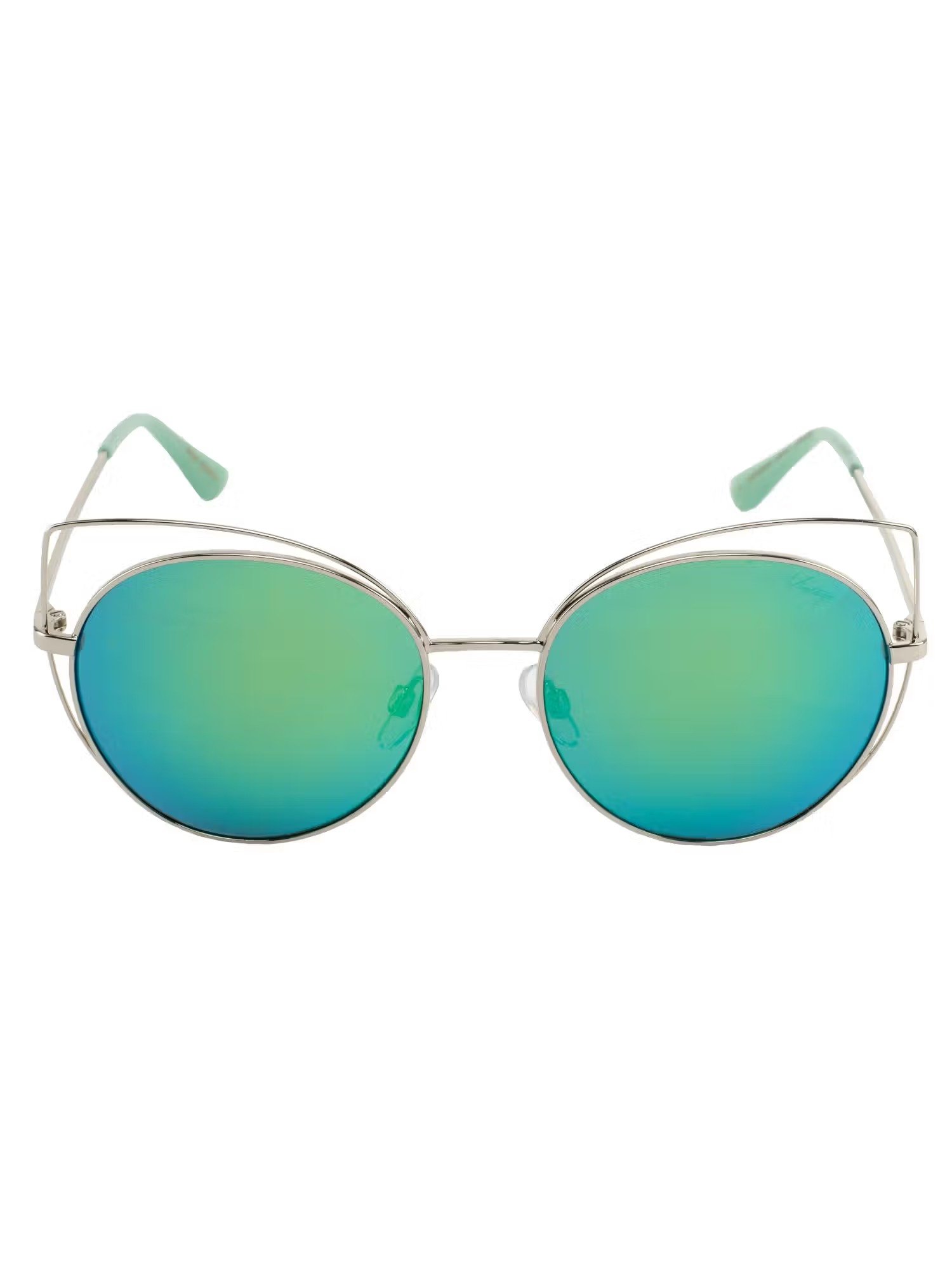 Gold Wireframe Cat-Eye Sunglasses with Green Lenses
