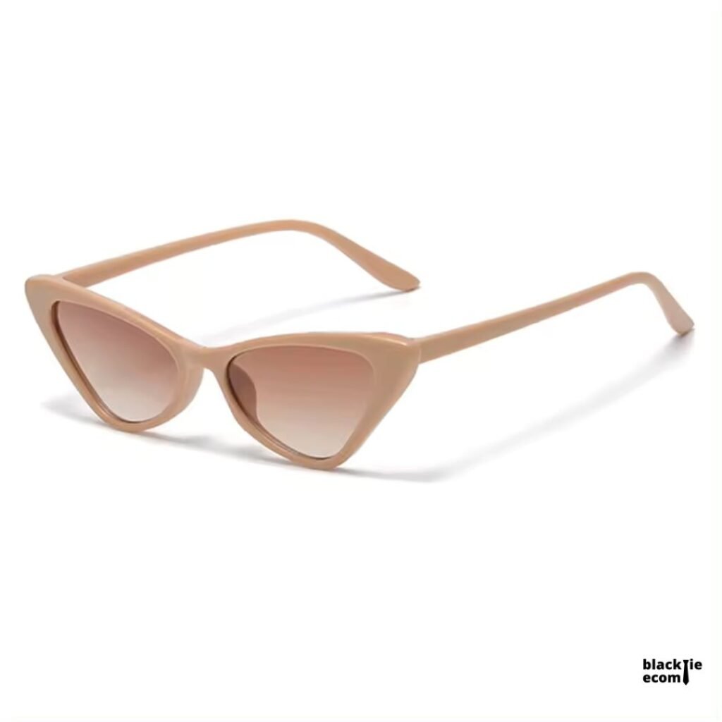 Retro Triangular Cat-Eye Sunglasses in Cream - Image 3