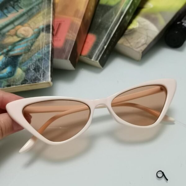 Retro Triangular Cat-Eye Sunglasses in Cream